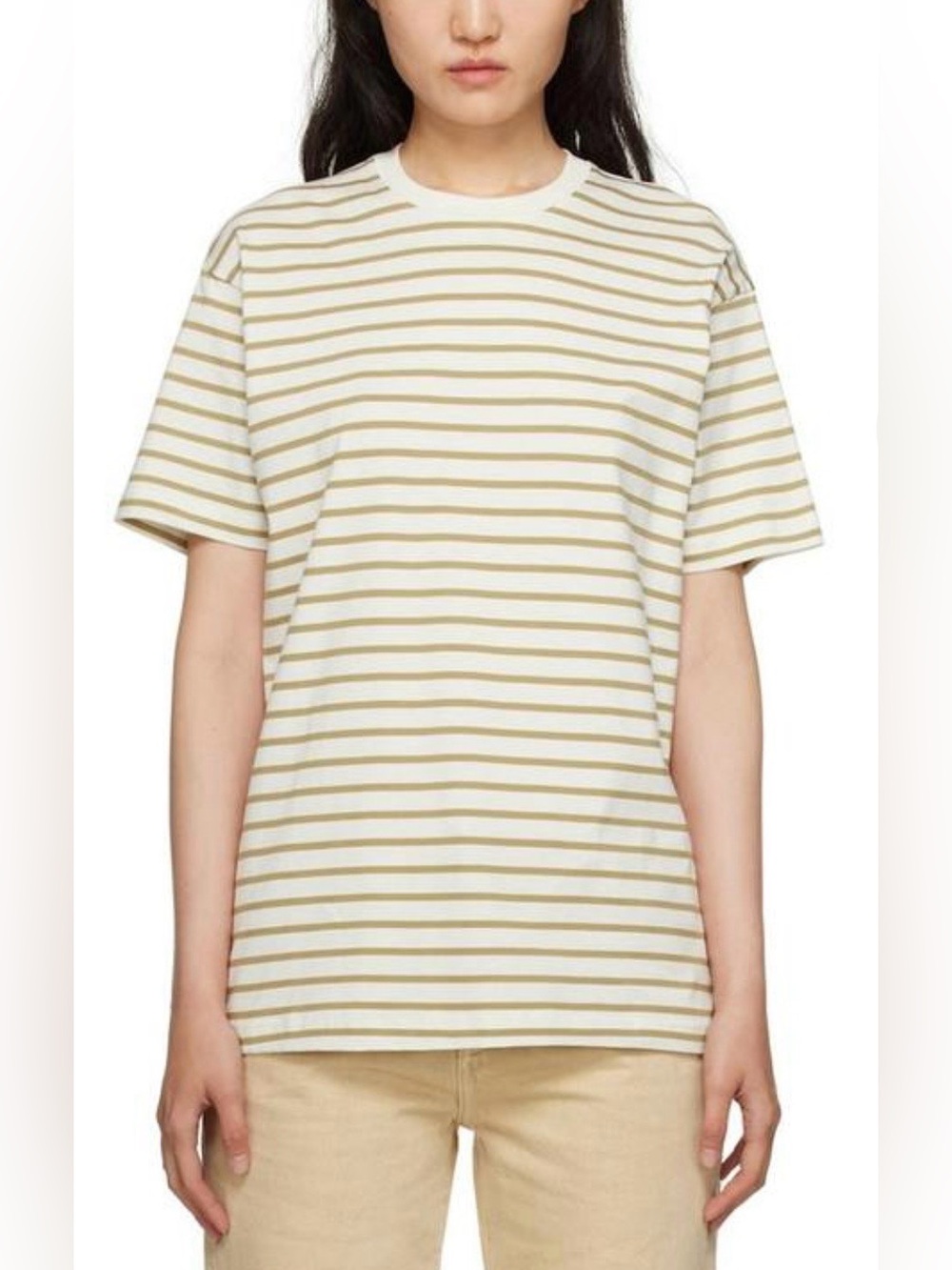Toteme OFF WHITE STRIPED T-SHIRT - CAMEL STRIPE Size S